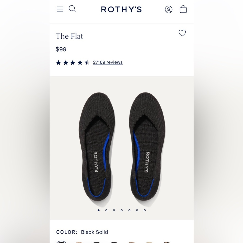 Rothy’s black flat size 8